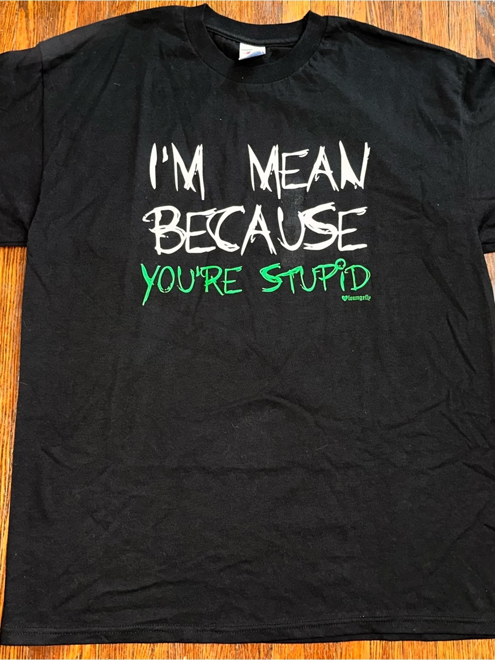 Loungefly XL I'm Mean Because Your Stupid Black Graphic Short Sleeve Shirt